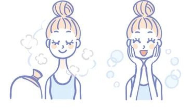 أهم مميزات جهاز بخار الوجه سوكاني، صورة كرتونية لفتاة أثناء وبعد جلسة البخار وتبدو سعيدة بالنتيجة.